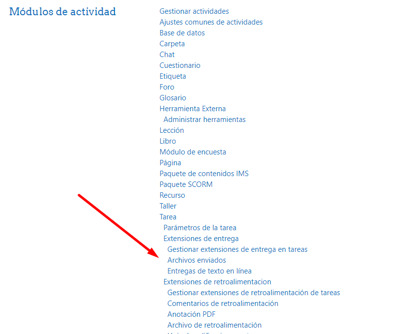 archivos enviados de tareas moodle