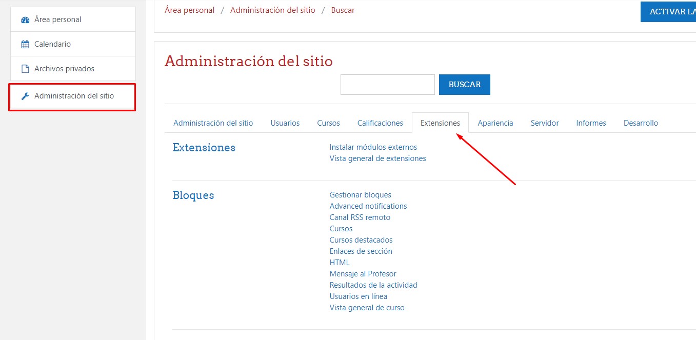 administrador moodle