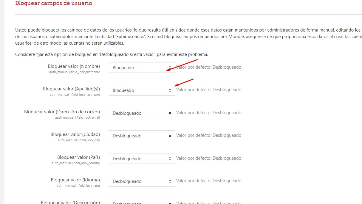 bloquear usuarios moodle