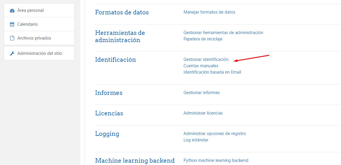 gestionar autenticacion de usuarios moodle